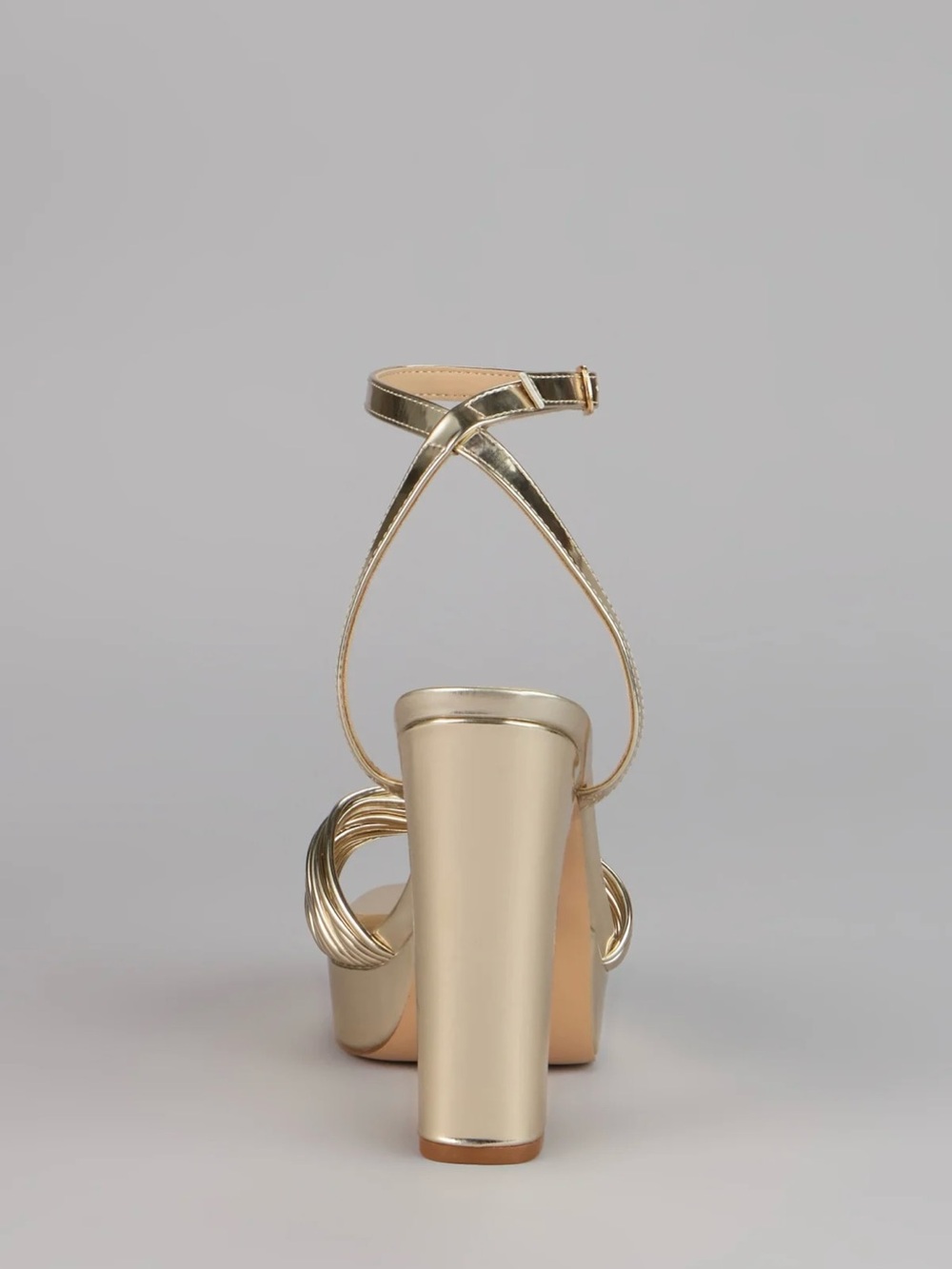Metallic Gold Knotted Platform Sandals - Picture 4 of 6